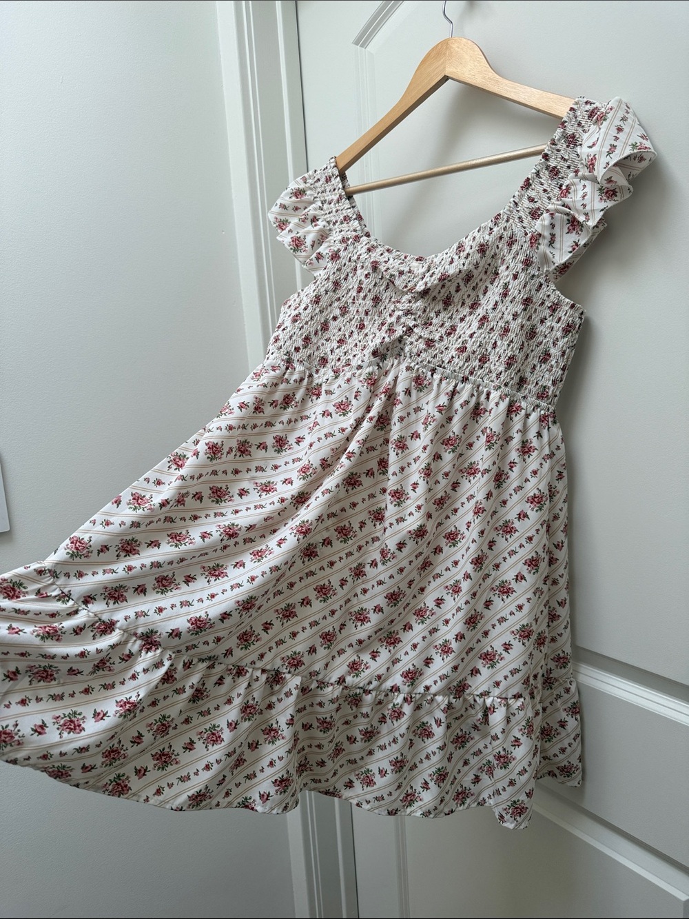 Hint of Blush Babydoll Floral Cottagecore Dress - Picture 7 of 10